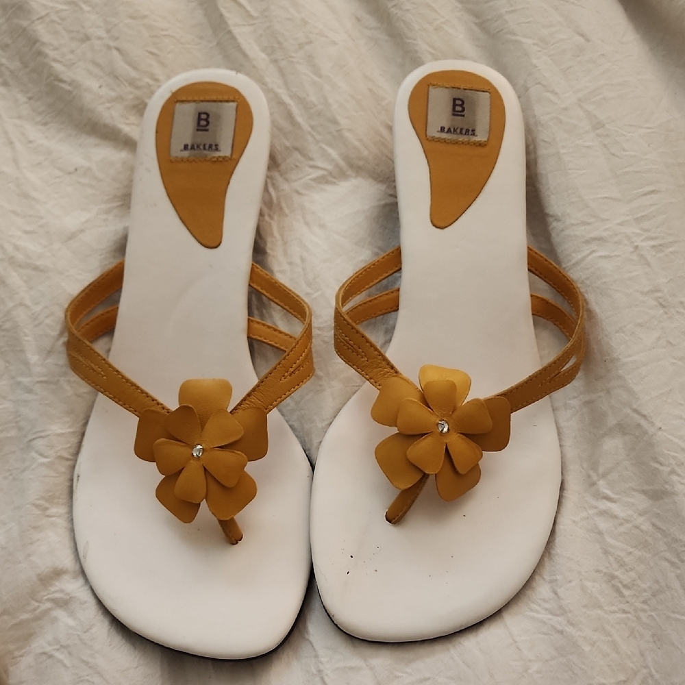 Bakers Women's Tan Sandals with Floral Accent